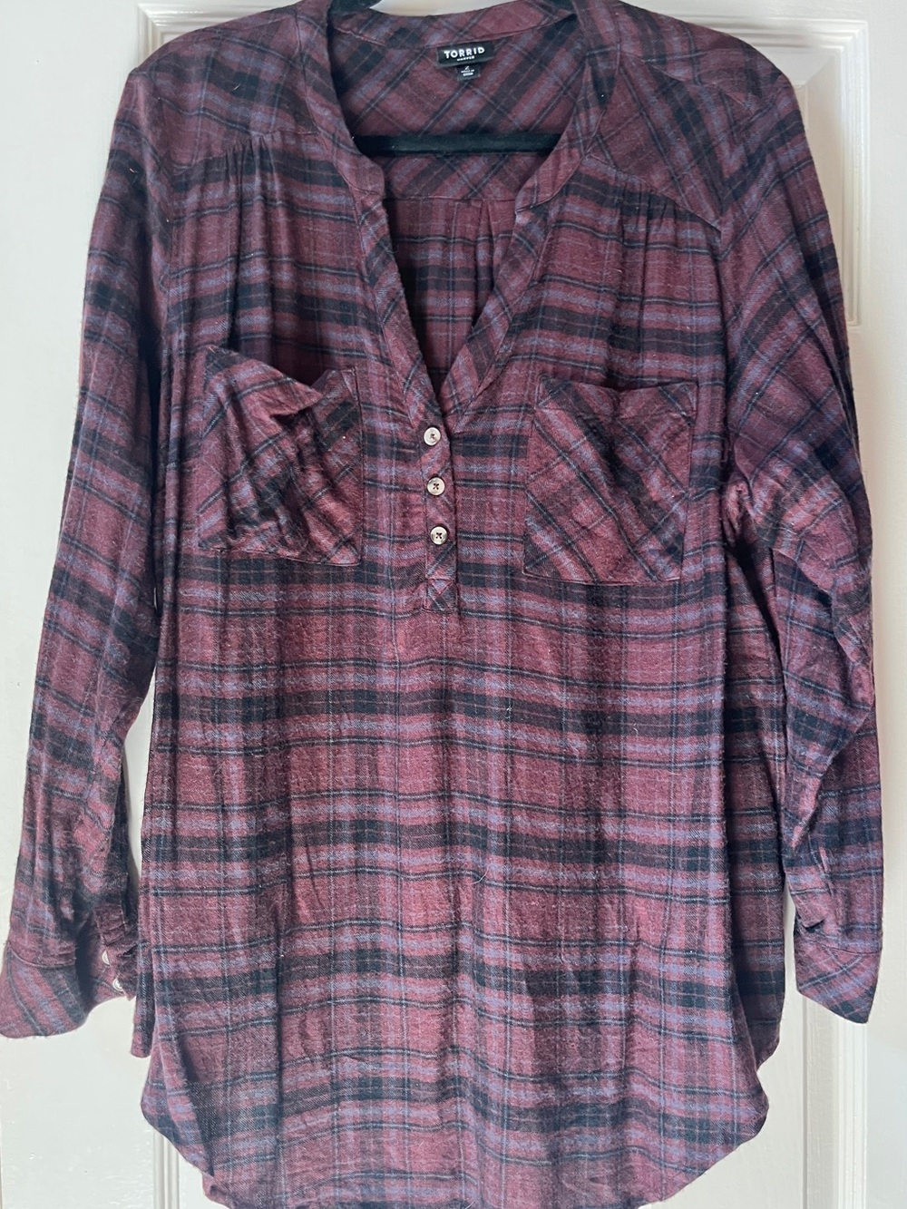 torrid Burgundy and Black Plaid Button - Harper and flannel